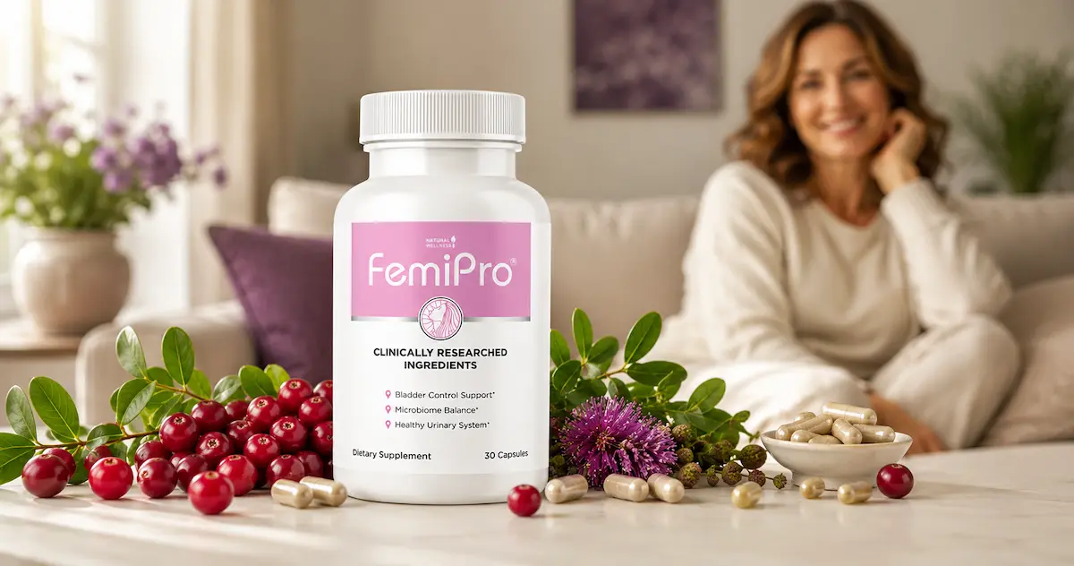 FemiPro supplement bottle for recurring UTIs relief and urinary health support