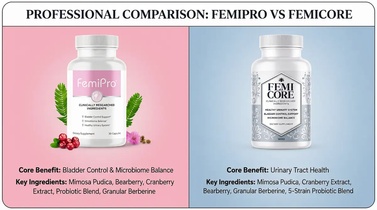 FemiPro vs FemiCore bladder support supplement comparison